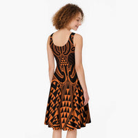 Karaka Maori Ta Moko Poutama Art Midi Dress - Polynesian Pride