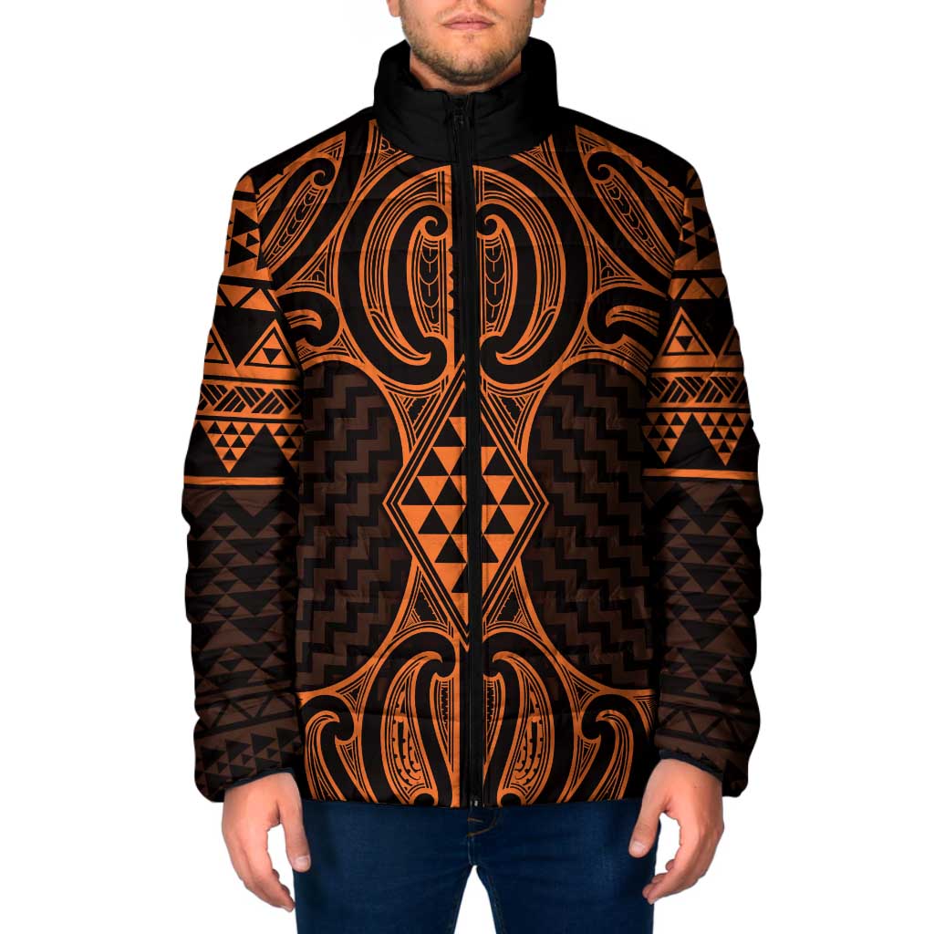 Karaka Maori Ta Moko Poutama Art Padded Jacket - Polynesian Pride