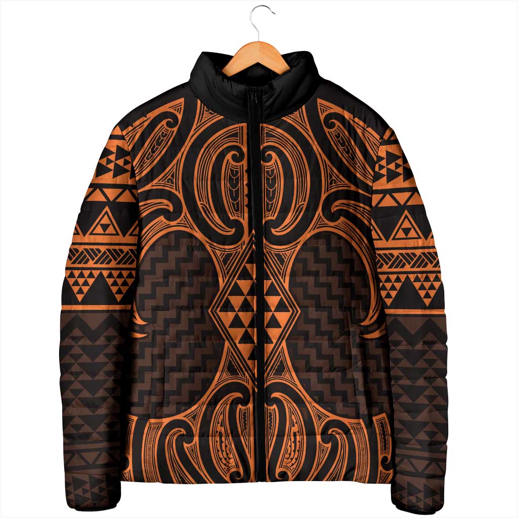 Karaka Maori Ta Moko Poutama Art Padded Jacket - Polynesian Pride