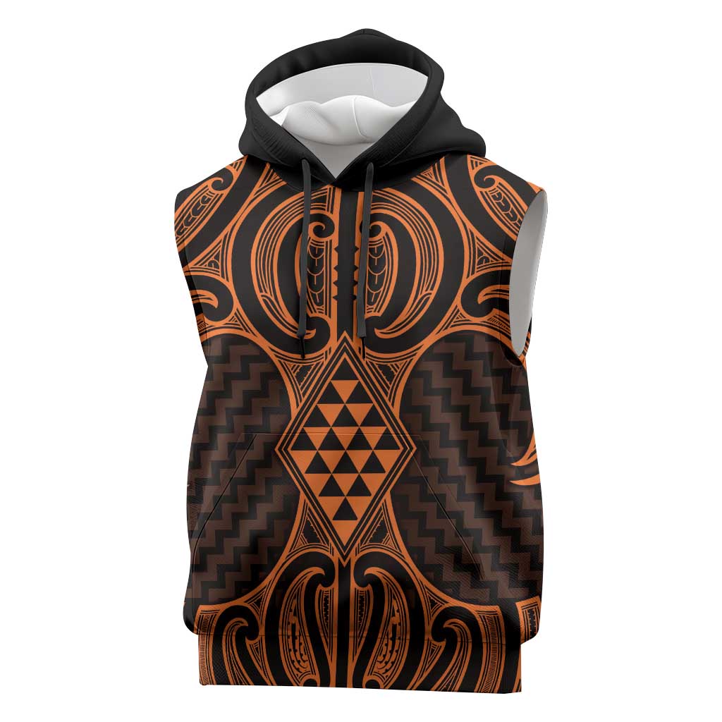 Karaka Maori Ta Moko Poutama Art Sleeveless Hoodie - Polynesian Pride