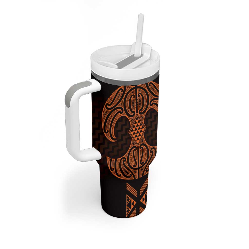 Karaka Maori Ta Moko Poutama Art Tumbler With Handle