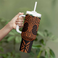 Karaka Maori Ta Moko Poutama Art Tumbler With Handle