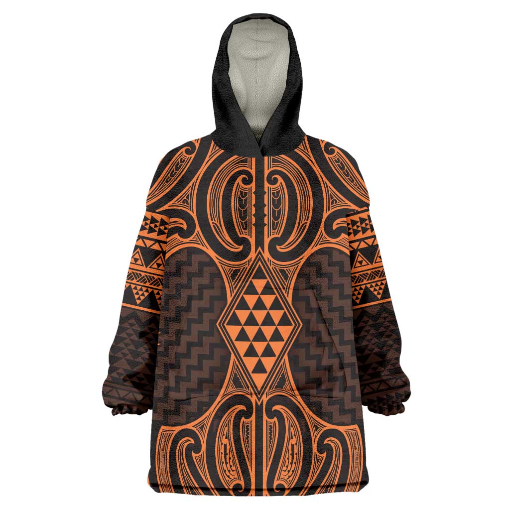 Karaka Maori Ta Moko Poutama Art Wearable Blanket Hoodie