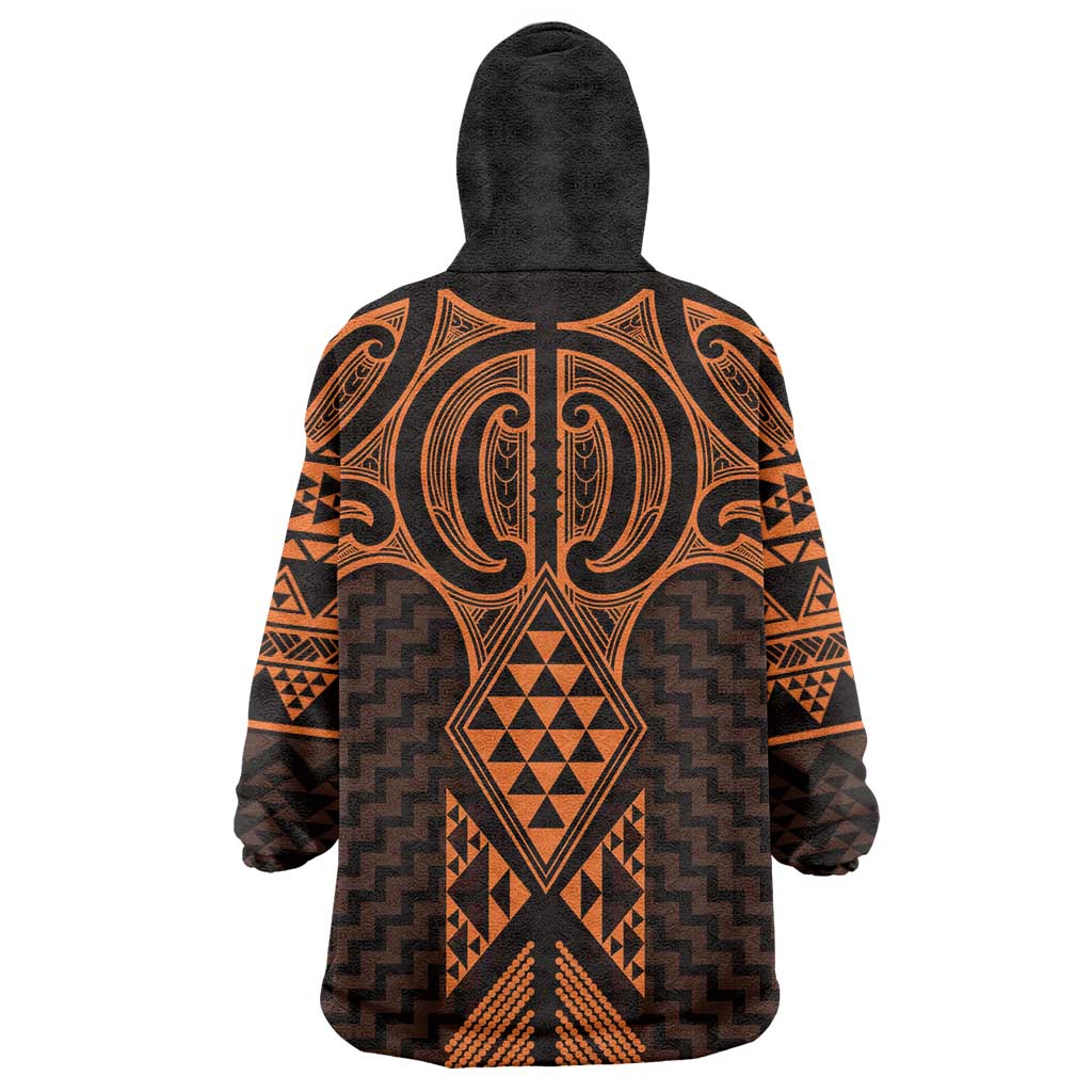 Karaka Maori Ta Moko Poutama Art Wearable Blanket Hoodie