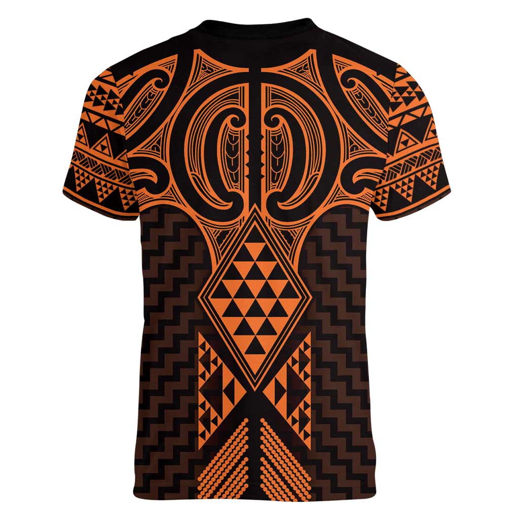 Karaka Maori Ta Moko Poutama Art Women V-Neck T-Shirt