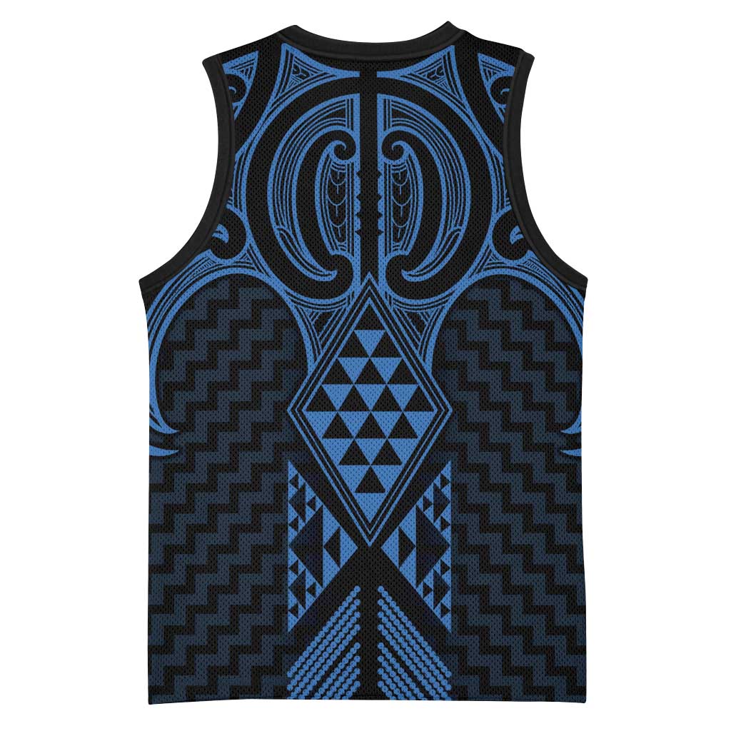 Kikorangi Maori Ta Moko Poutama Art Basketball Jersey - Polynesian Pride