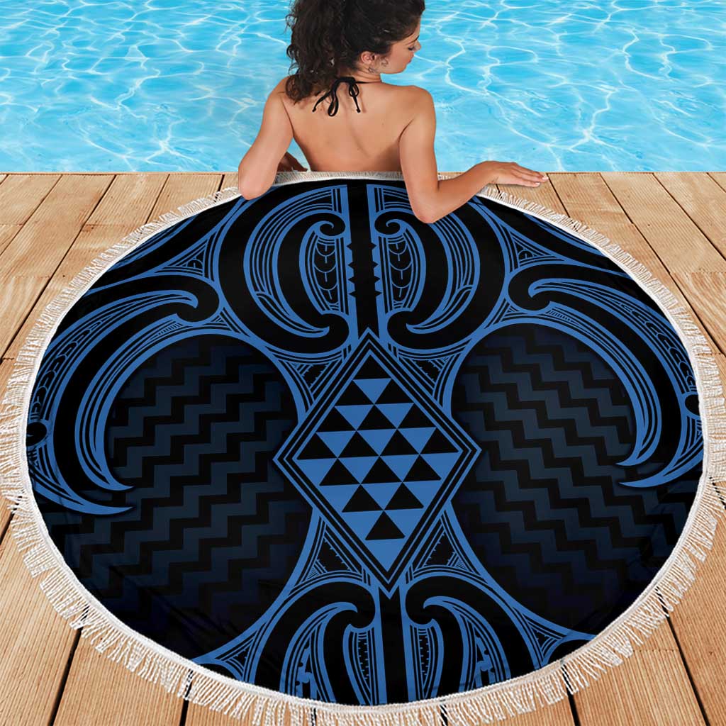 Kikorangi Maori Ta Moko Poutama Art Beach Blanket
