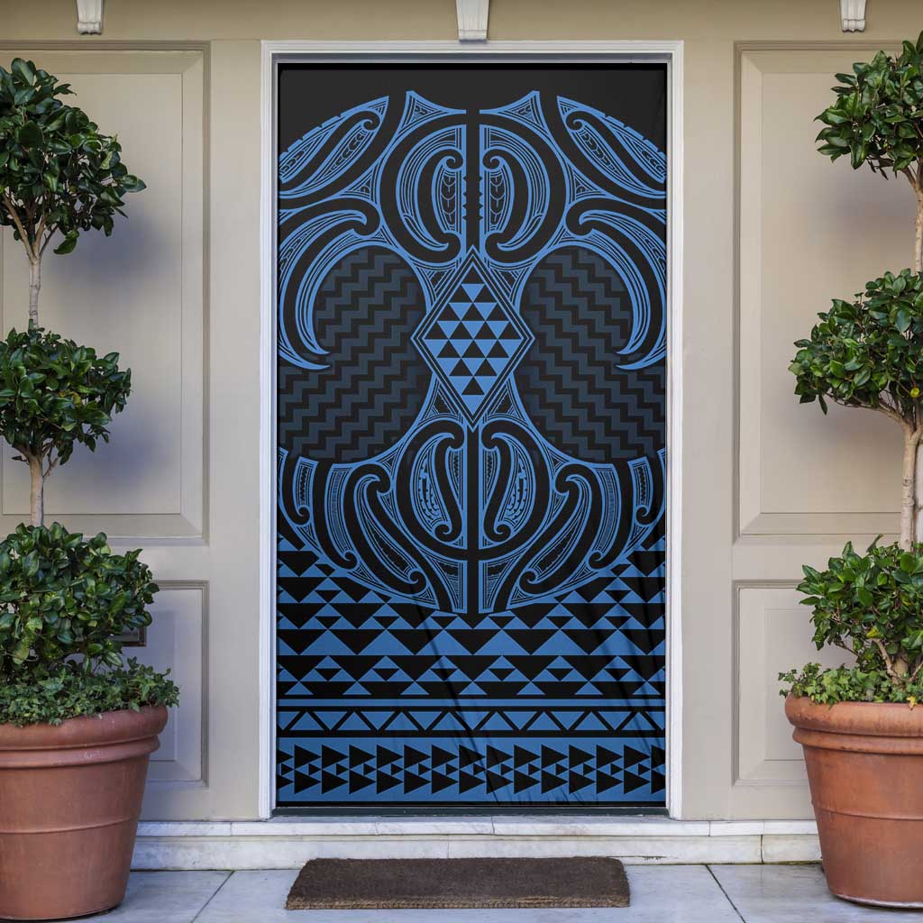 Kikorangi Maori Ta Moko Poutama Art Door Cover - Polynesian Pride