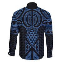 Kikorangi Maori Ta Moko Poutama Art Family Matching Long Sleeve Bodycon Dress and Hawaiian Shirt LT9 - Polynesian Pride