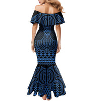 Kikorangi Maori Ta Moko Poutama Art Family Matching Mermaid Dress and Hawaiian Shirt LT9 - Polynesian Pride