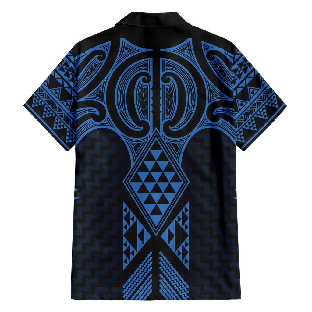 Kikorangi Maori Ta Moko Poutama Art Family Matching Short Sleeve Bodycon Dress and Hawaiian Shirt LT9 - Polynesian Pride