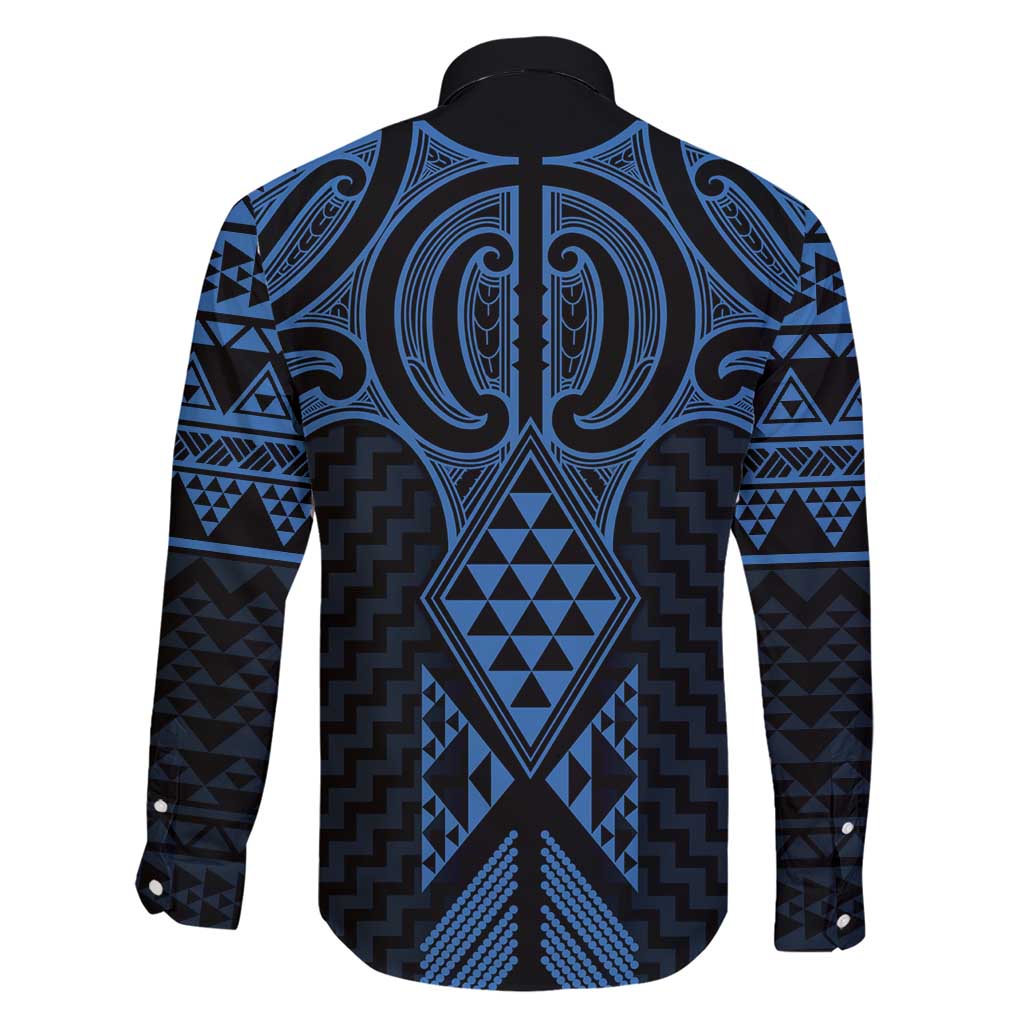 Kikorangi Maori Ta Moko Poutama Art Family Matching Short Sleeve Bodycon Dress and Hawaiian Shirt LT9 - Polynesian Pride