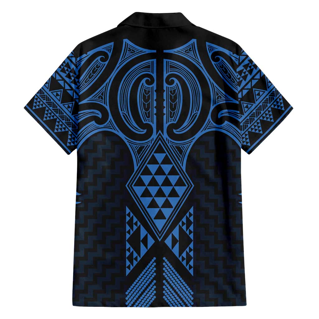 Kikorangi Maori Ta Moko Poutama Art Family Matching Tank Maxi Dress and Hawaiian Shirt