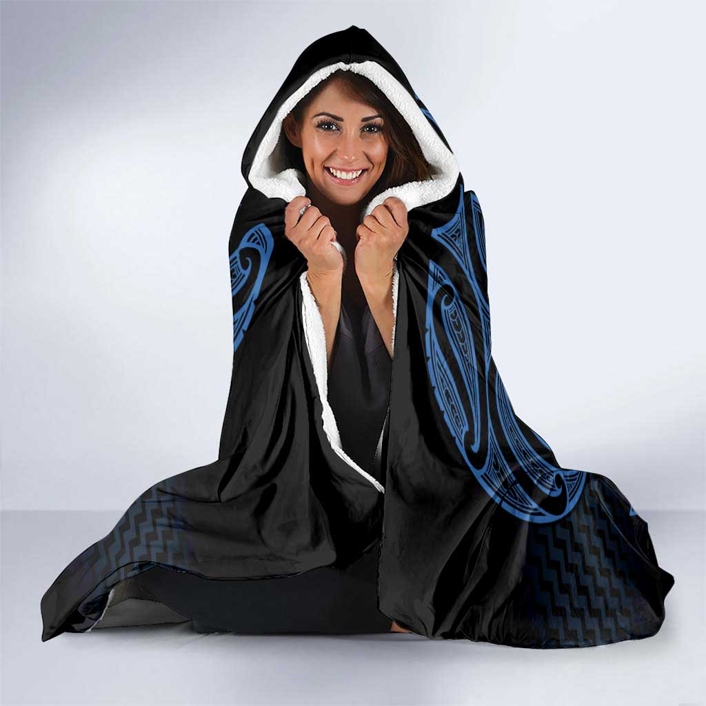Kikorangi Maori Ta Moko Poutama Art Hooded Blanket