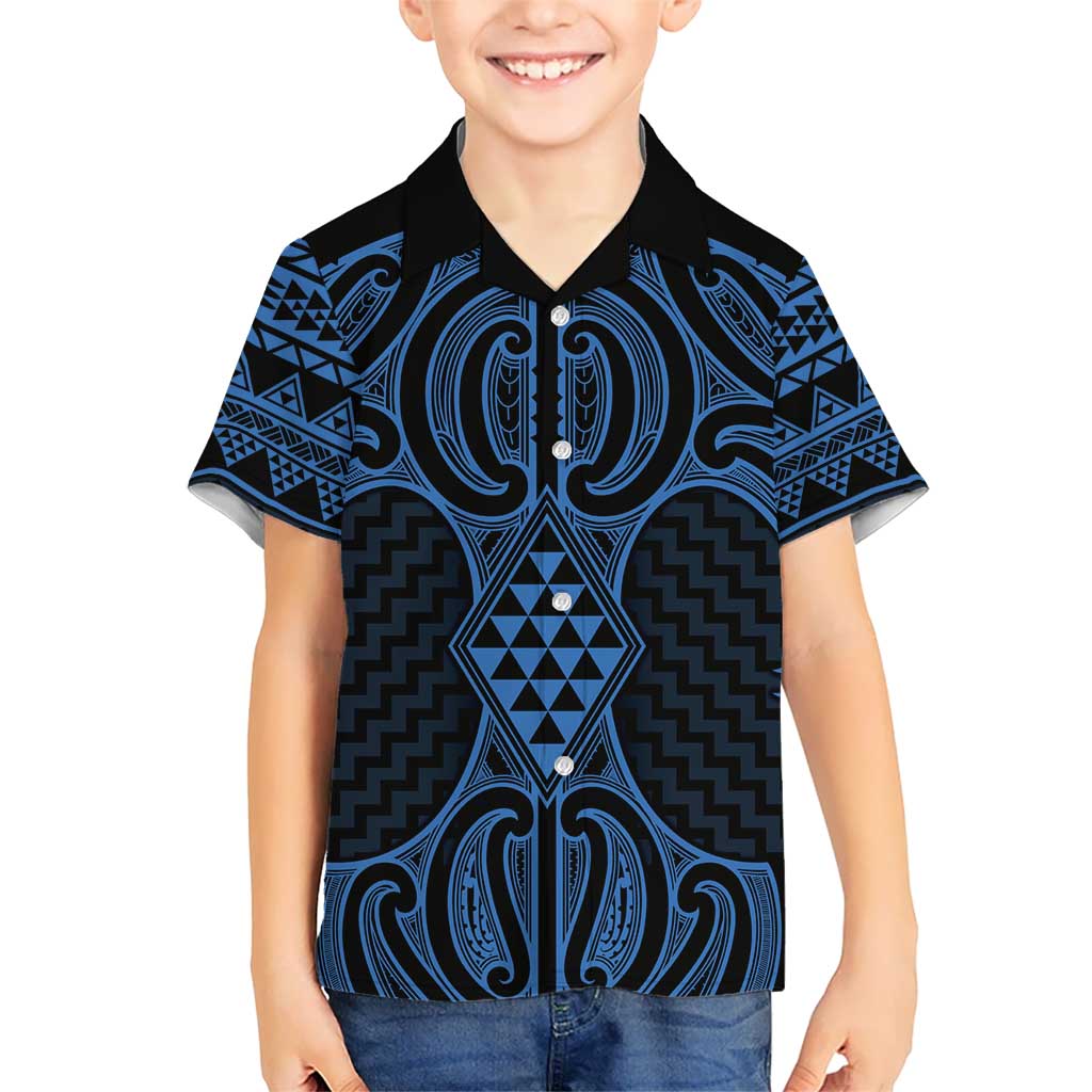 Kikorangi Maori Ta Moko Poutama Art Kid Hawaiian Shirt