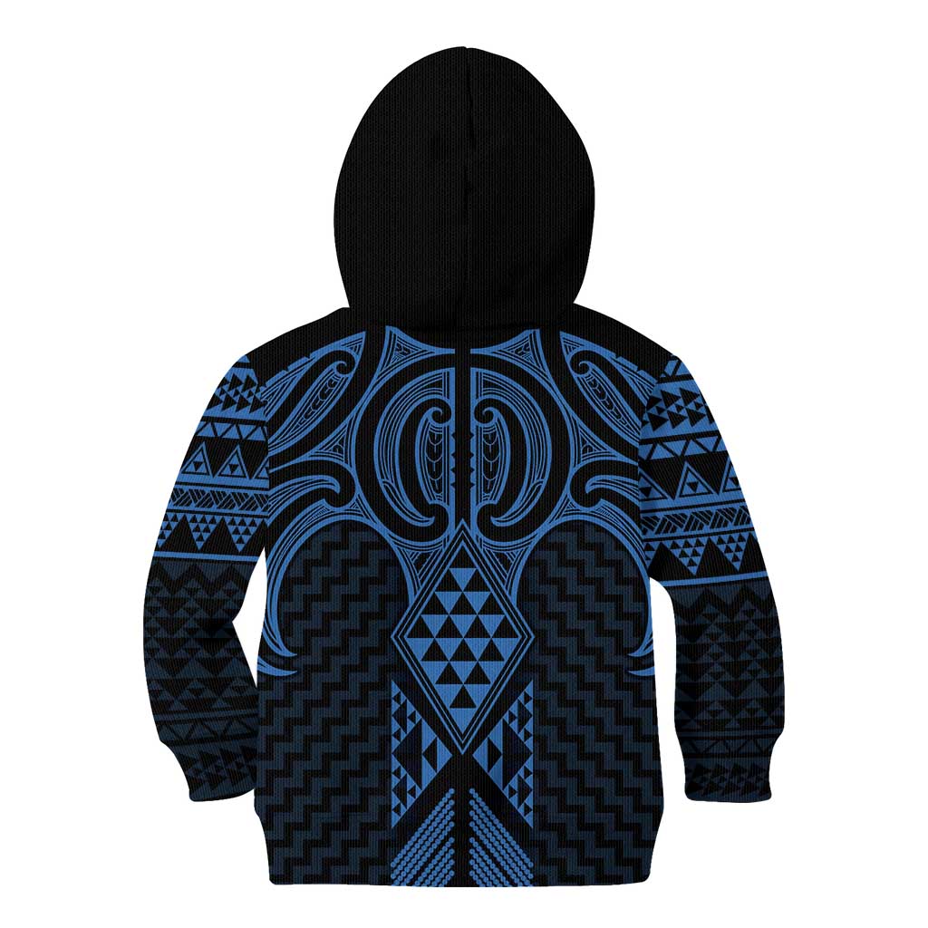 Kikorangi Maori Ta Moko Poutama Art Kid Hoodie