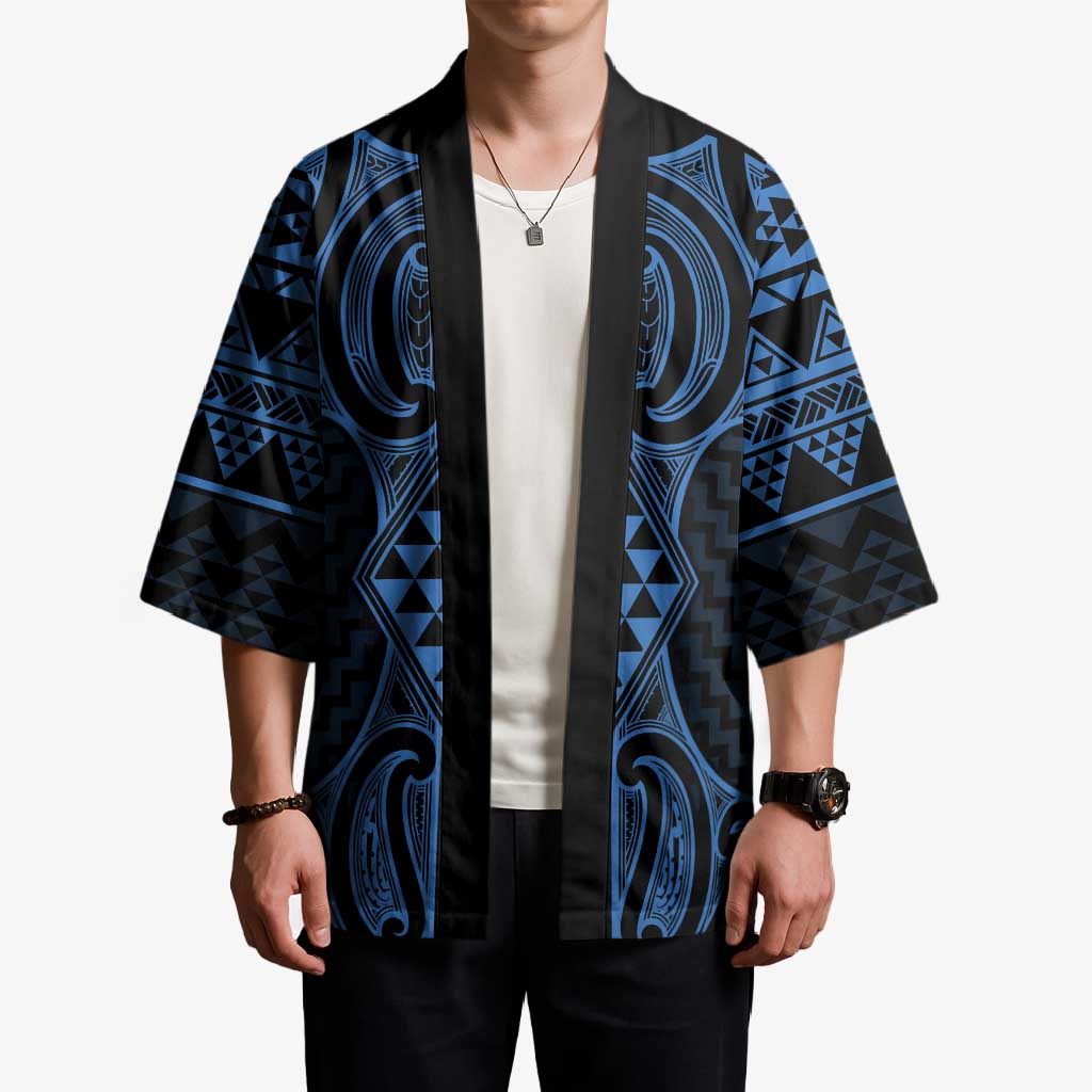 Kikorangi Maori Ta Moko Poutama Art Kimono - Polynesian Pride