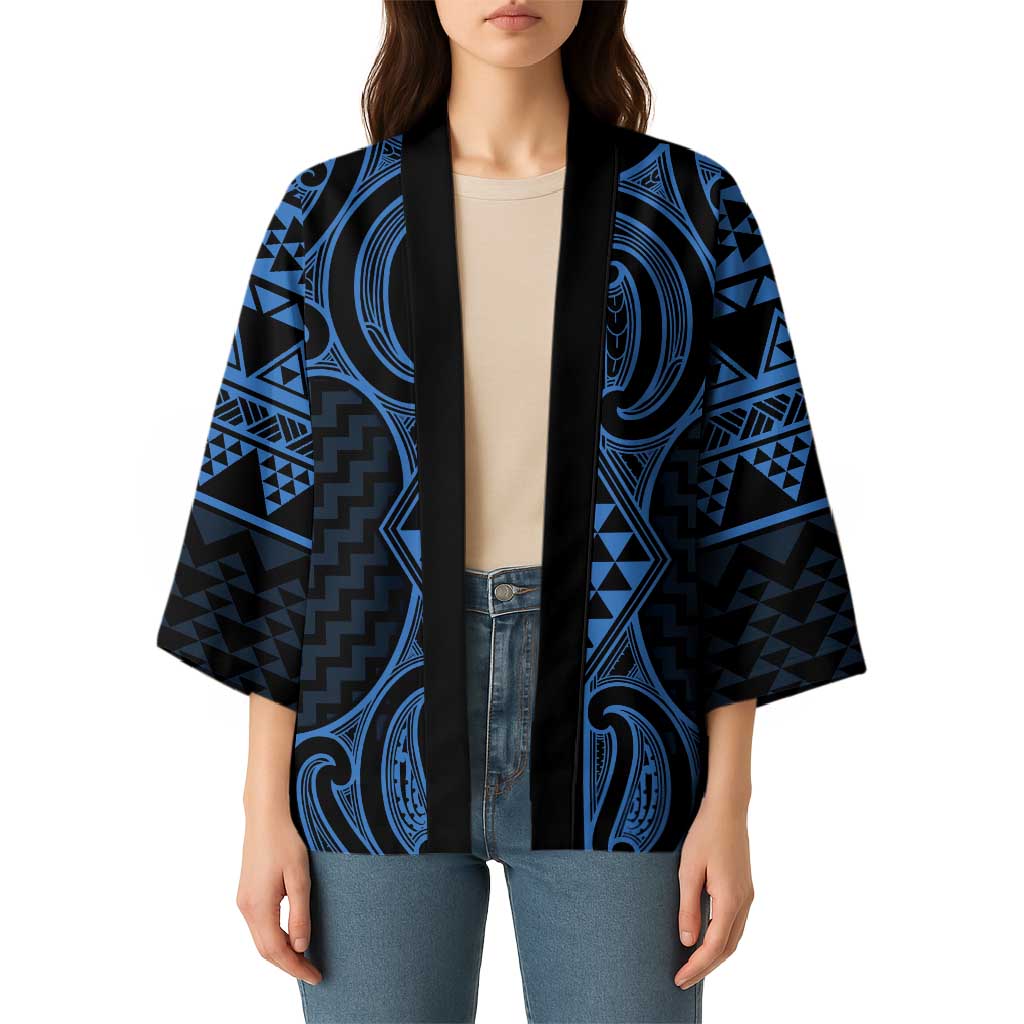 Kikorangi Maori Ta Moko Poutama Art Kimono - Polynesian Pride