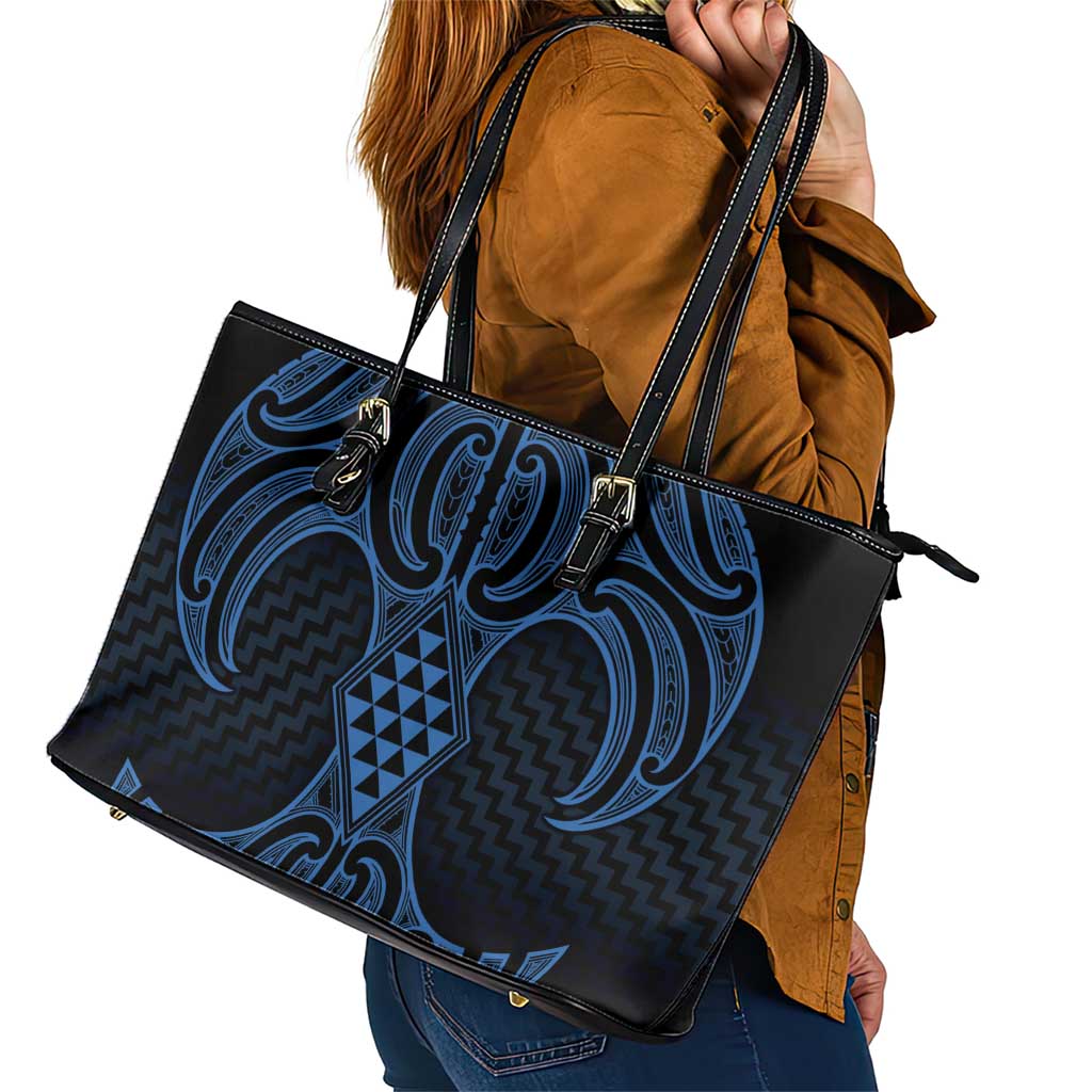 Kikorangi Maori Ta Moko Poutama Art Leather Tote Bag LT9 - Polynesian Pride