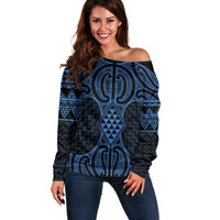 Kikorangi Maori Ta Moko Poutama Art Off Shoulder Sweater