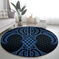 Kikorangi Maori Ta Moko Poutama Art Round Carpet