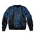 Kikorangi Maori Ta Moko Poutama Art Sleeve Zip Bomber Jacket