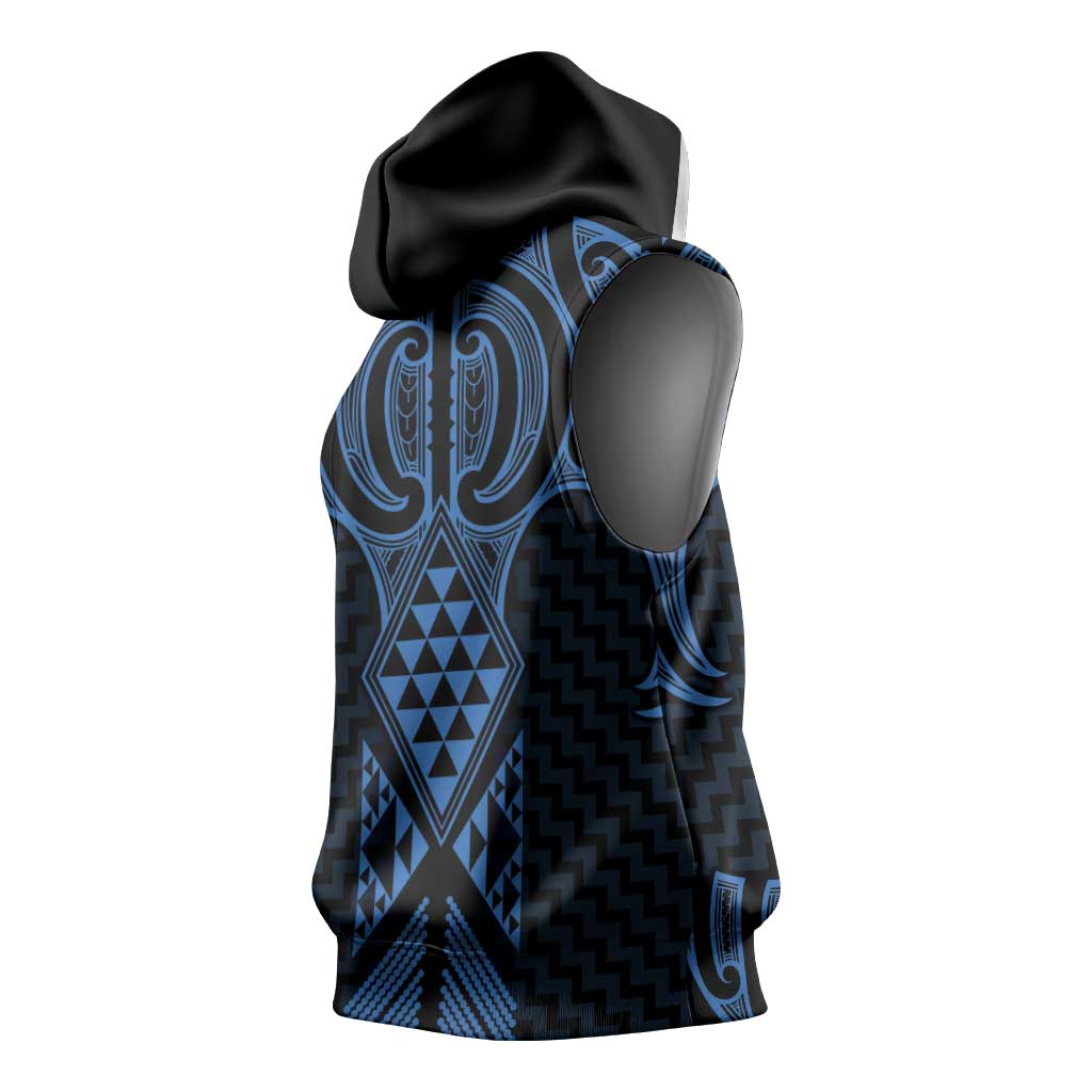 Kikorangi Maori Ta Moko Poutama Art Sleeveless Hoodie - Polynesian Pride