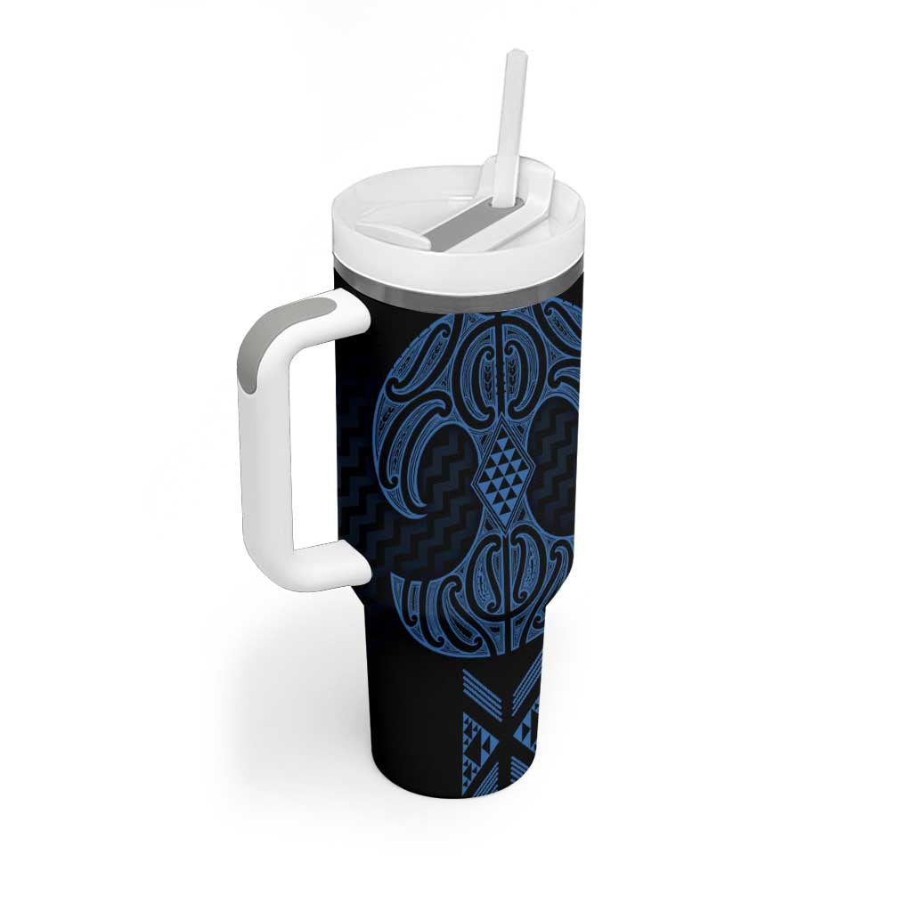 Kikorangi Maori Ta Moko Poutama Art Tumbler With Handle