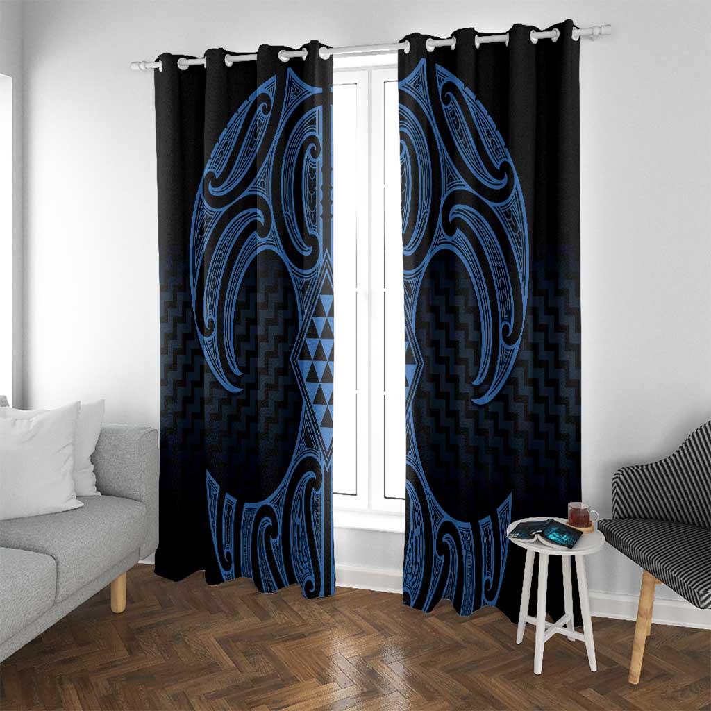 Kikorangi Maori Ta Moko Poutama Art Window Curtain