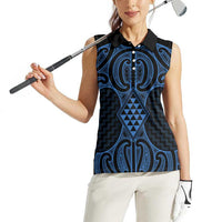 Kikorangi Maori Ta Moko Poutama Art Women Sleeveless Polo Shirt