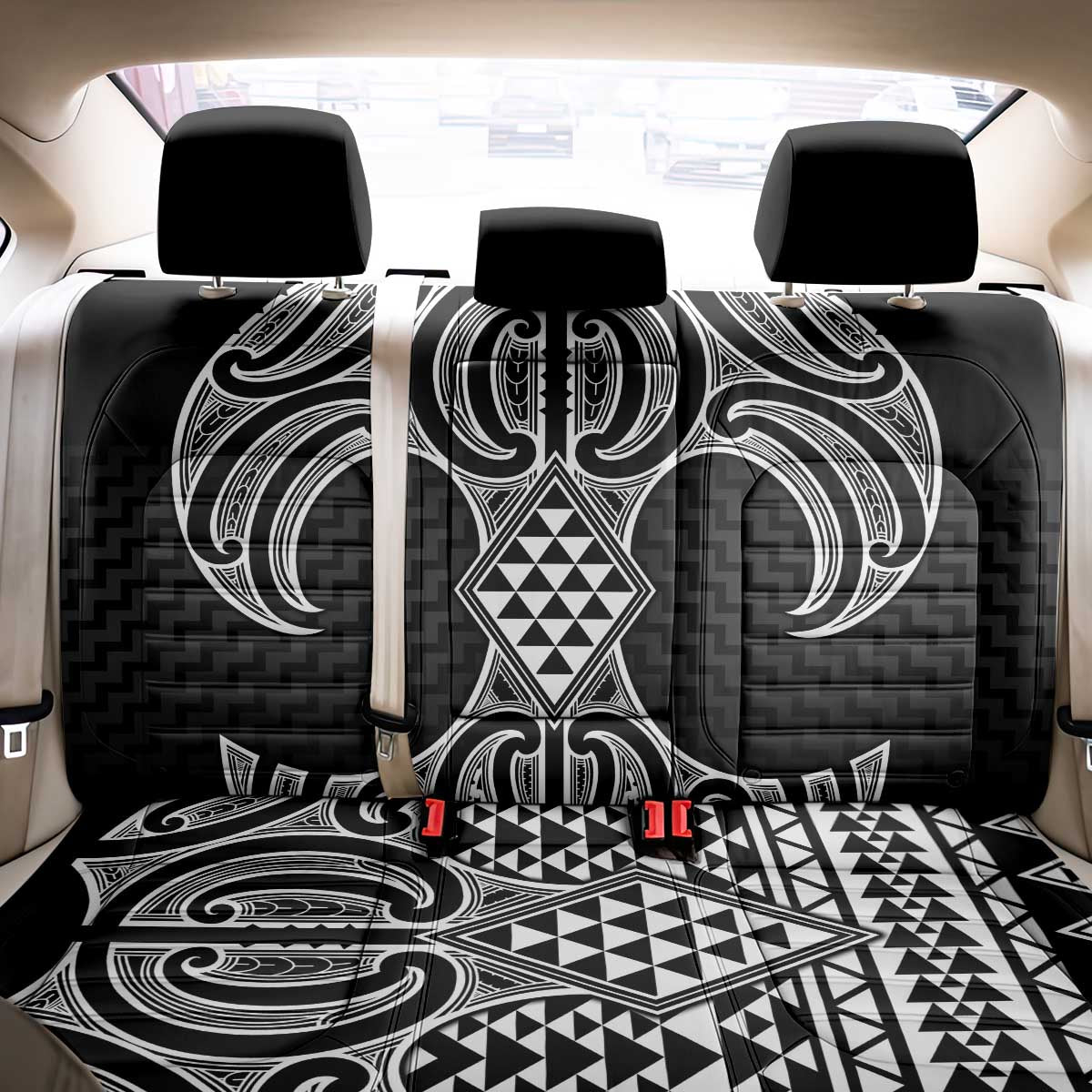 Ma Maori Ta Moko Poutama Art Back Car Seat Cover