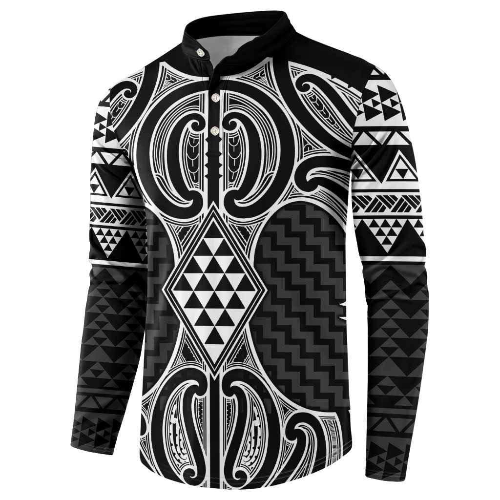 Ma Maori Ta Moko Poutama Art Button Sweatshirt