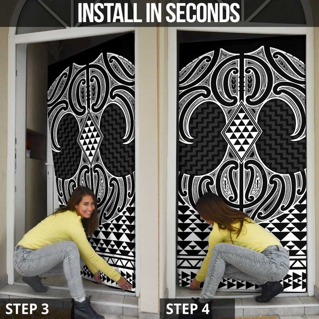 Ma Maori Ta Moko Poutama Art Door Cover - Polynesian Pride