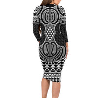 Ma Maori Ta Moko Poutama Art Family Matching Long Sleeve Bodycon Dress and Hawaiian Shirt LT9 - Polynesian Pride