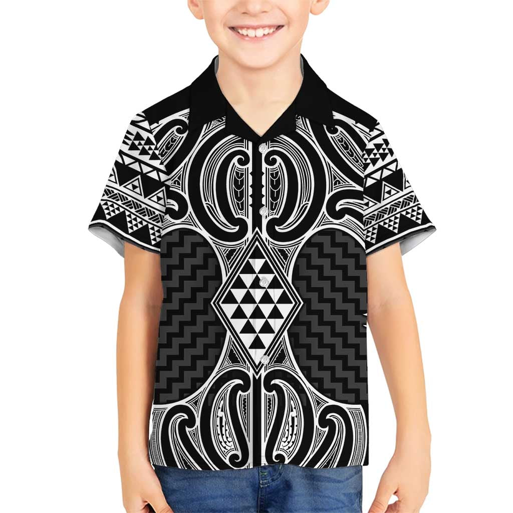 Ma Maori Ta Moko Poutama Art Family Matching Puletasi and Hawaiian Shirt LT9 Son's Shirt White - Polynesian Pride