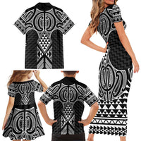 Ma Maori Ta Moko Poutama Art Family Matching Short Sleeve Bodycon Dress and Hawaiian Shirt LT9 - Polynesian Pride
