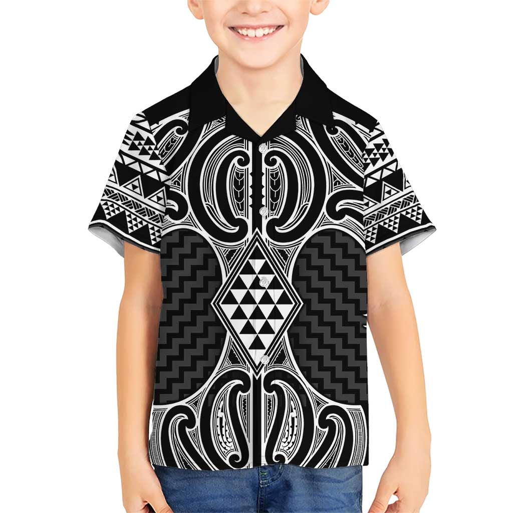 Ma Maori Ta Moko Poutama Art Family Matching Short Sleeve Bodycon Dress and Hawaiian Shirt LT9 Son's Shirt White - Polynesian Pride