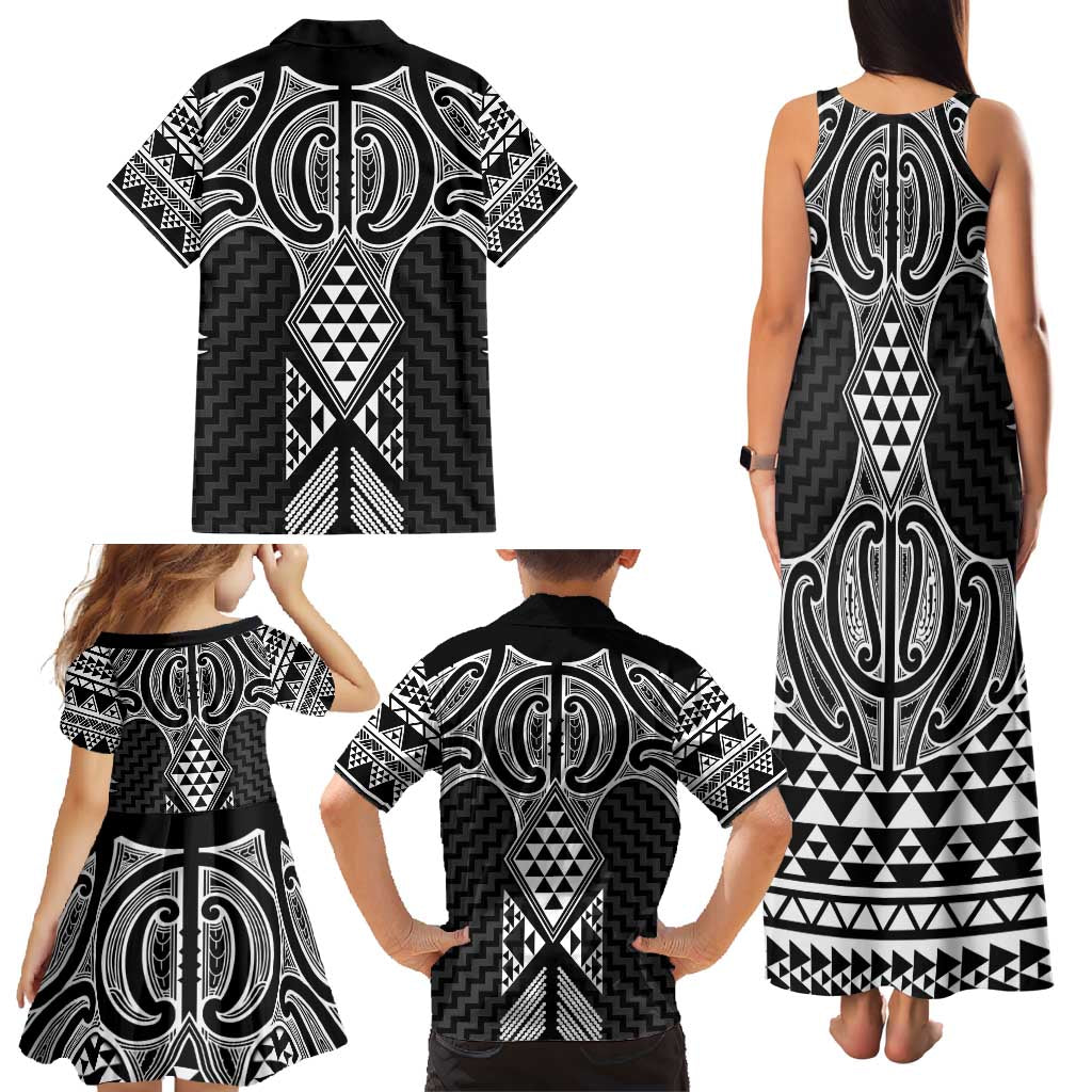 Ma Maori Ta Moko Poutama Art Family Matching Tank Maxi Dress and Hawaiian Shirt