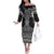 Ma Maori Ta Moko Poutama Art Off The Shoulder Long Sleeve Dress