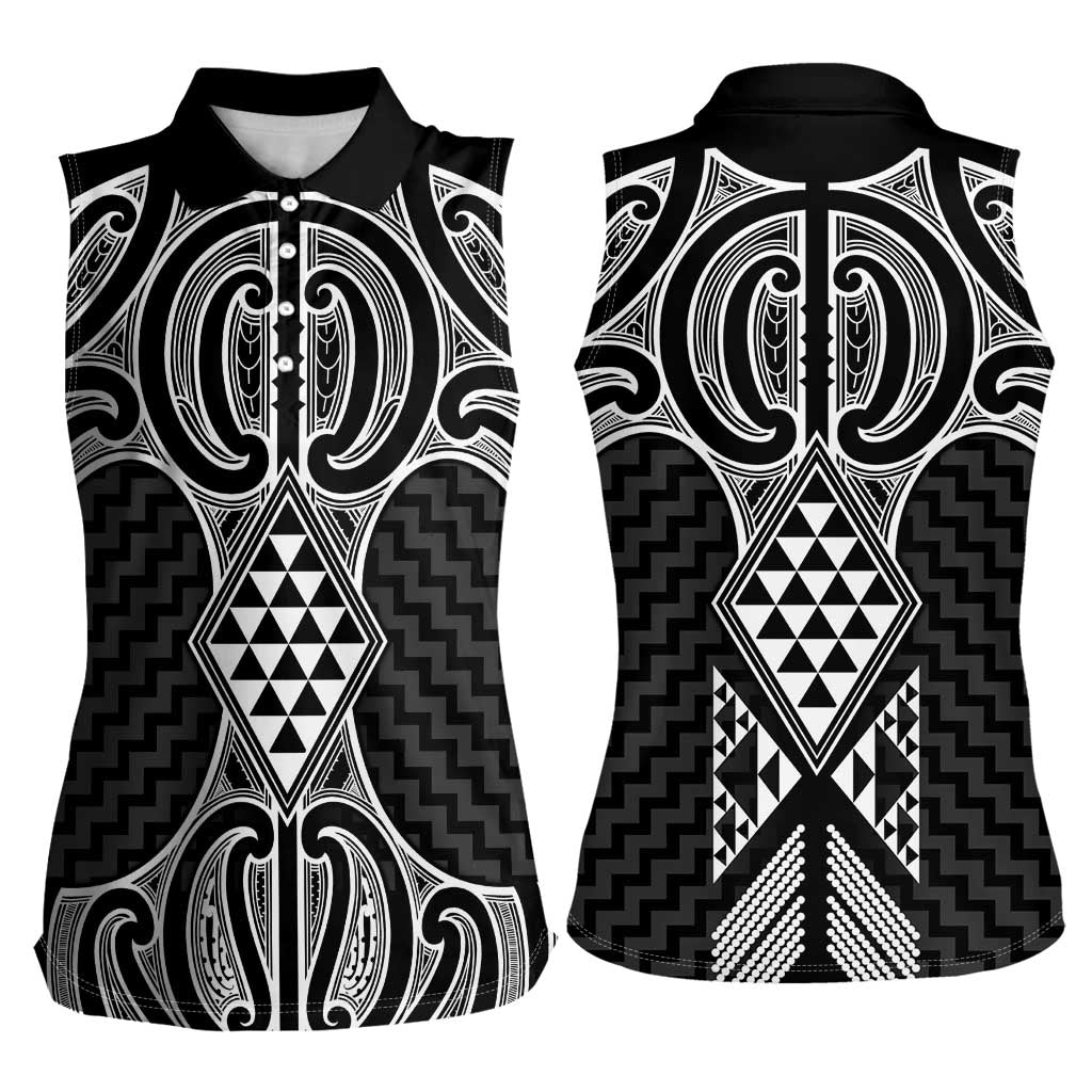 Ma Maori Ta Moko Poutama Art Women Sleeveless Polo Shirt