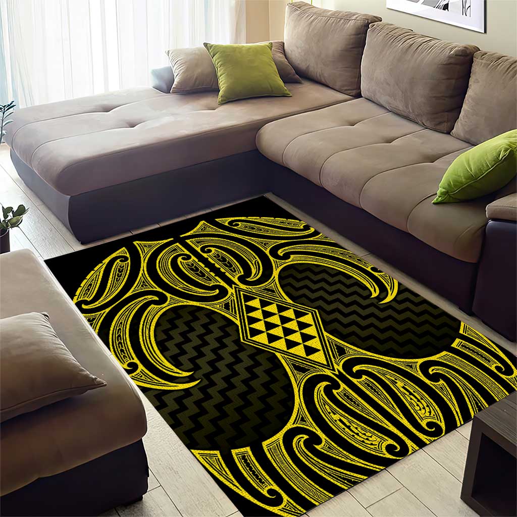 Mahi-dawg Maori Ta Moko Poutama Art Area Rug