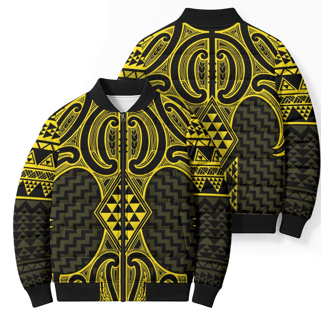 Mahi-dawg Maori Ta Moko Poutama Art Bomber Puffer Jacket - Polynesian Pride