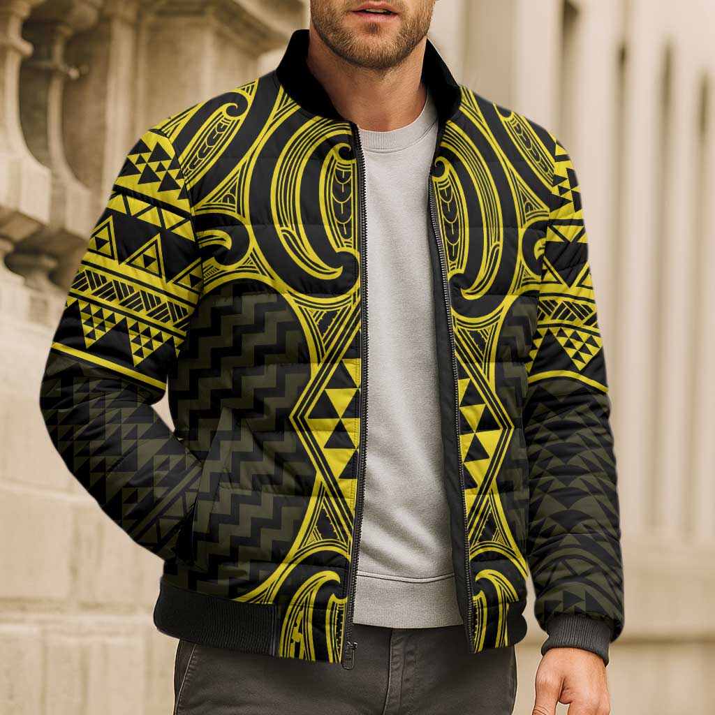 Mahi-dawg Maori Ta Moko Poutama Art Bomber Puffer Jacket - Polynesian Pride