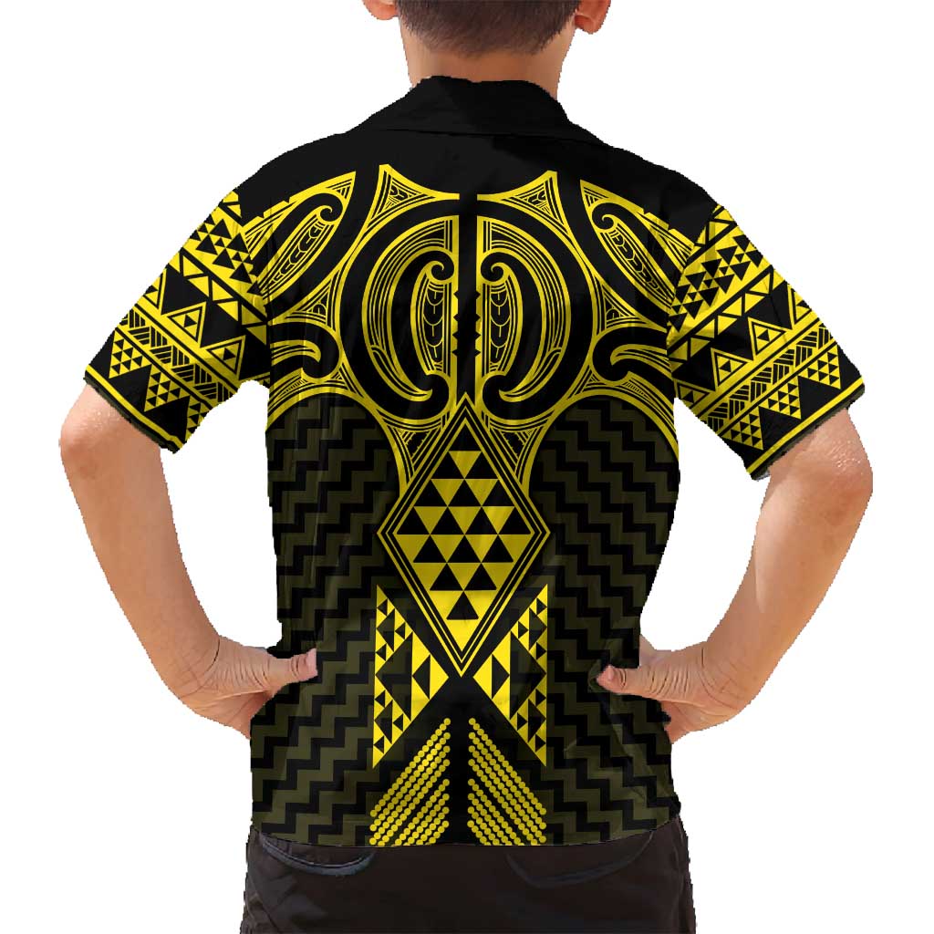 Mahi-dawg Maori Ta Moko Poutama Art Family Matching Off Shoulder Short Dress and Hawaiian Shirt