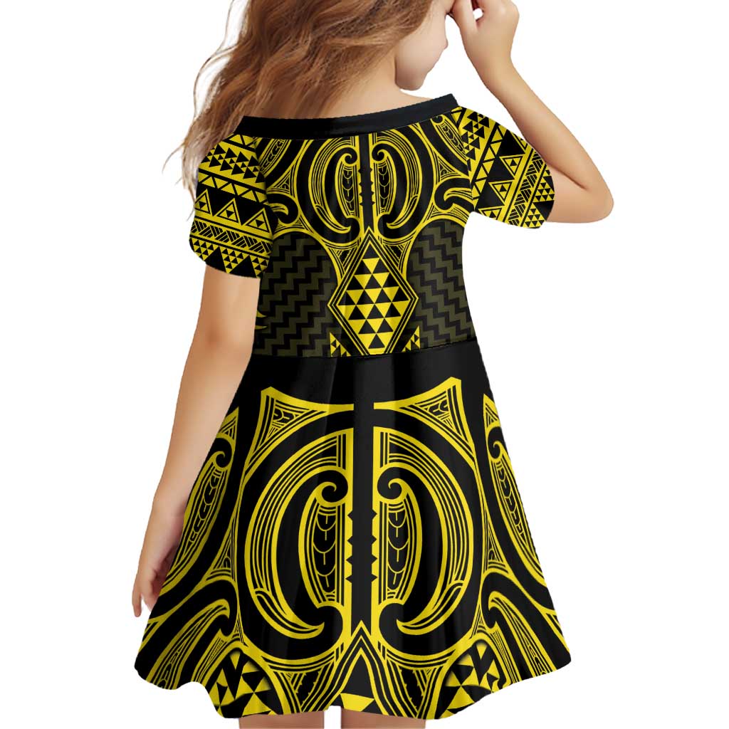 Mahi-dawg Maori Ta Moko Poutama Art Family Matching Off Shoulder Short Dress and Hawaiian Shirt