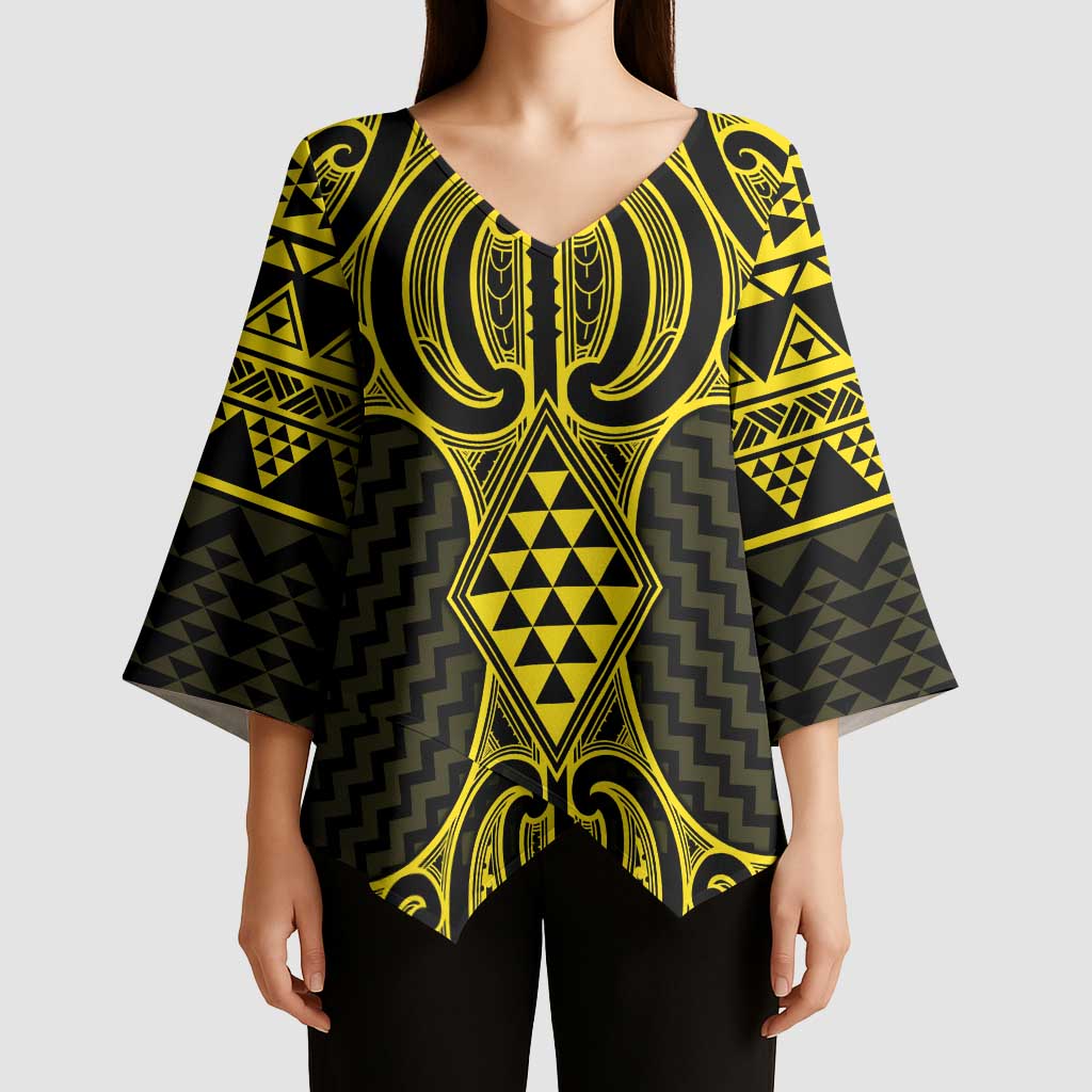 Mahi-dawg Maori Ta Moko Poutama Art Kimono Sleeve Blouse - Polynesian Pride