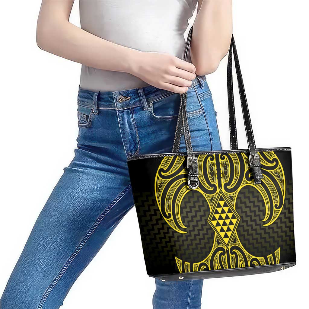 Mahi-dawg Maori Ta Moko Poutama Art Leather Tote Bag LT9 - Polynesian Pride