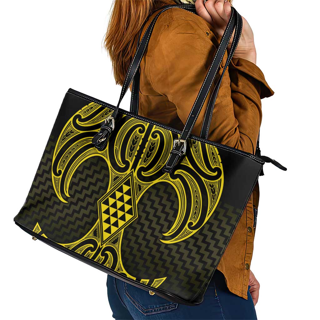 Mahi-dawg Maori Ta Moko Poutama Art Leather Tote Bag LT9 - Polynesian Pride
