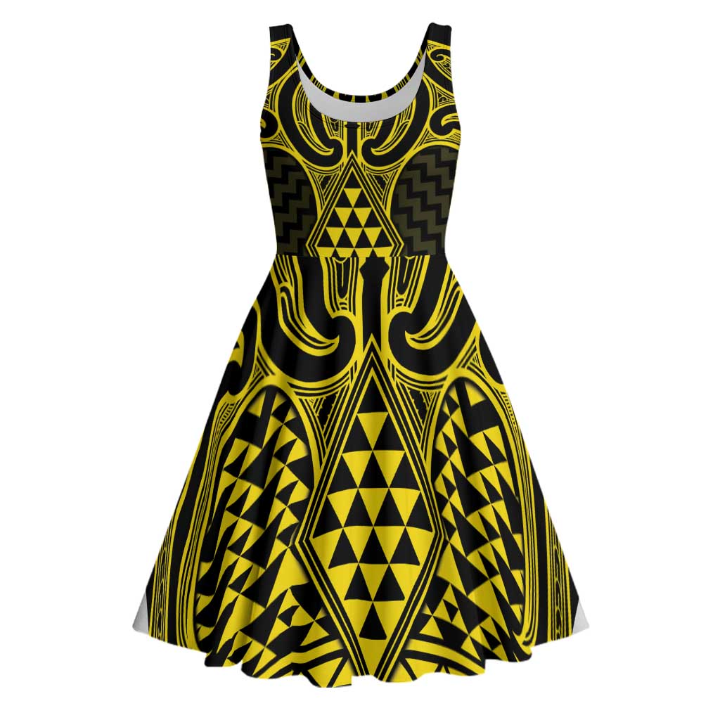 Mahi-dawg Maori Ta Moko Poutama Art Midi Dress - Polynesian Pride