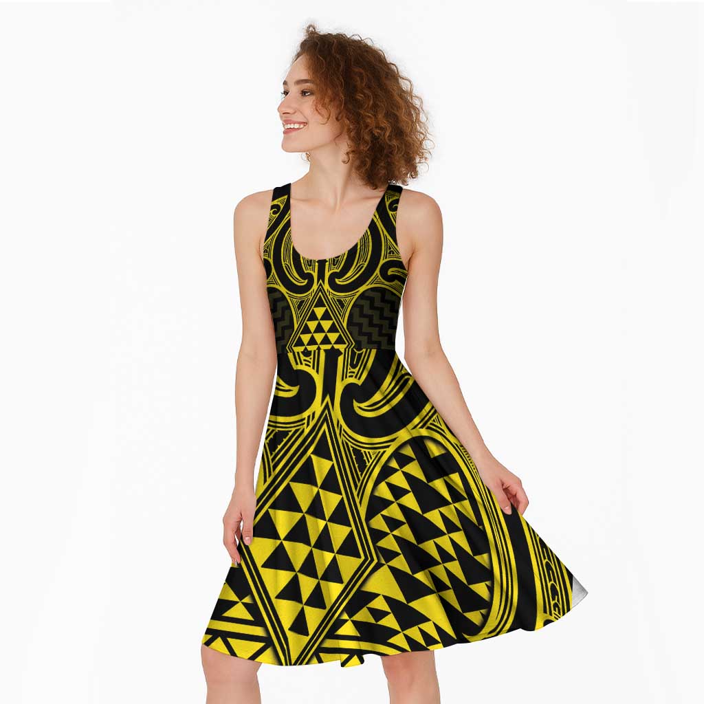 Mahi-dawg Maori Ta Moko Poutama Art Midi Dress - Polynesian Pride
